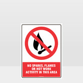 Custom Metal Sign,Prohibition No Sparks Flames Or Hot Work Sign